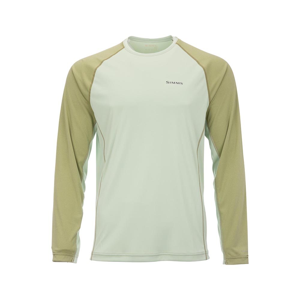 Simms Solarflex Crewneck Long Sleeve Shirt Solid in Light Green and Sage Heather